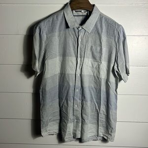 Travis Mathew Shirt Mens 2XL Light Gray Short Sleeve Button Down Cotton